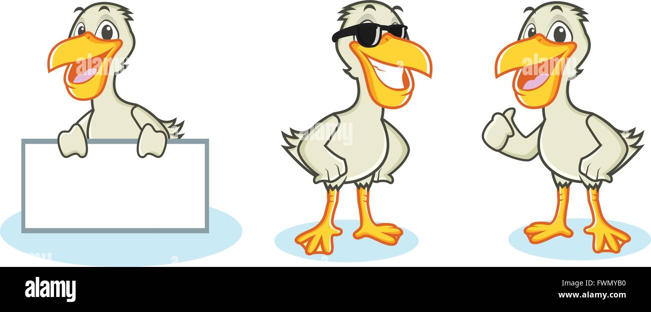 Mascotte Pelican heureux vecteur Illustration de Vecteur