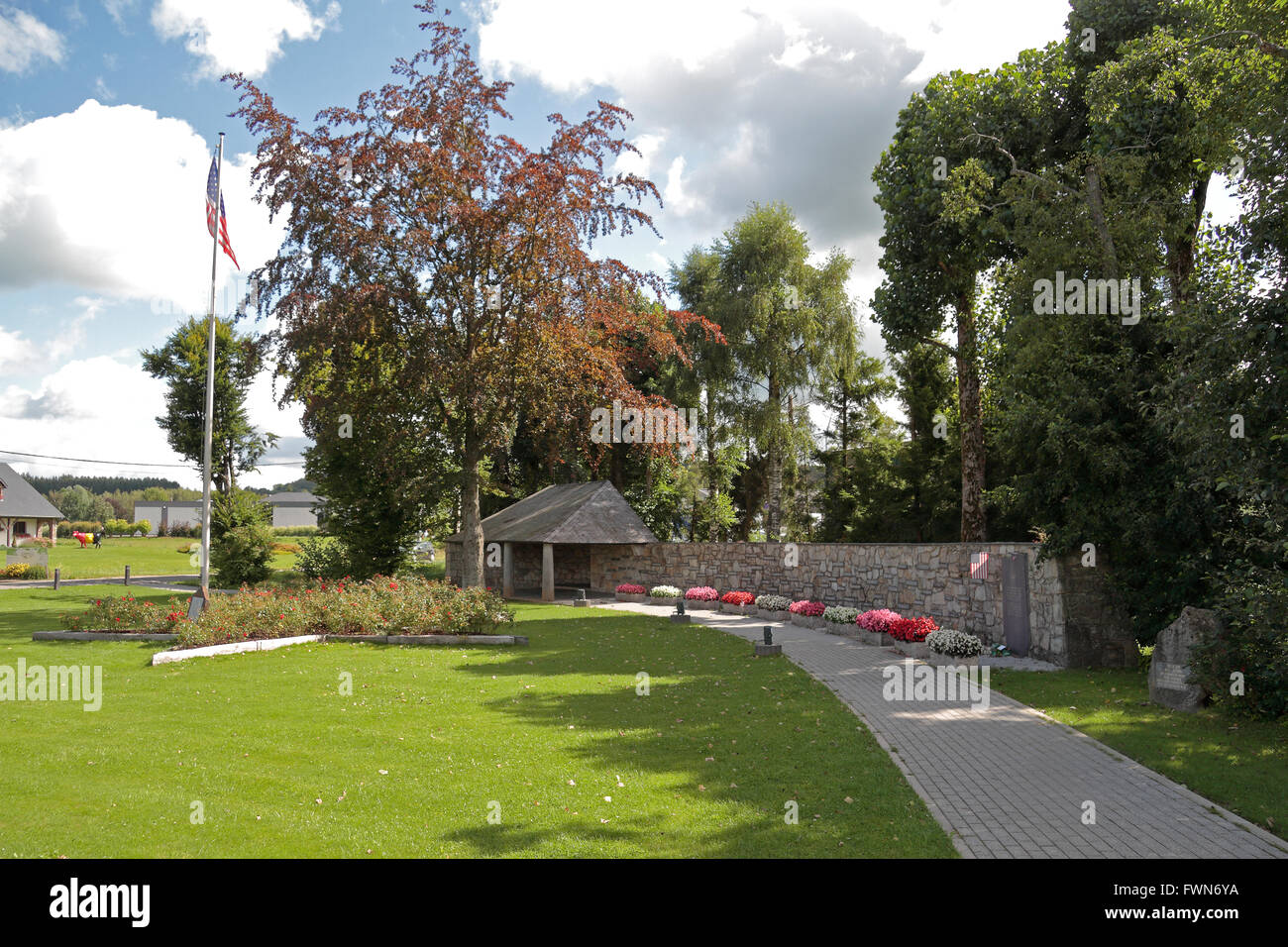 Le massacre de Malmedy Baugnez, site commémoratif, à proximité de Malmedy, Belgique. Banque D'Images