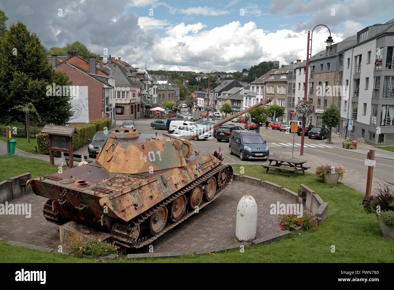 Un allemand Panzer V tank à Houffalize, en Belgique. Banque D'Images