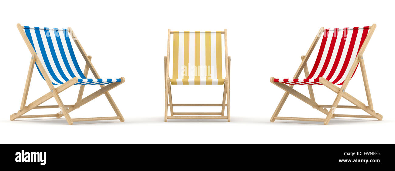 Rendre de 3 chaise longue en différentes couleur et la position Banque D'Images Rendre de 3 chaise longue en différentes couleur et la position Banque D'Images