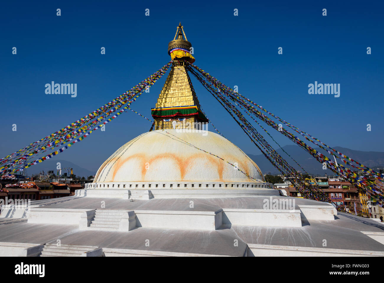 Stupa Boudhanath à Katmandou, Népal vers décembre 2013 Banque D'Images