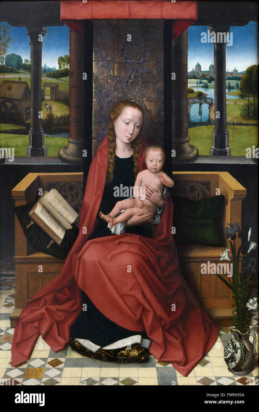 Hans Memling (ca.1440-1494), la Vierge et l'enfant ont intronisé, ca. 1480/90 Banque D'Images