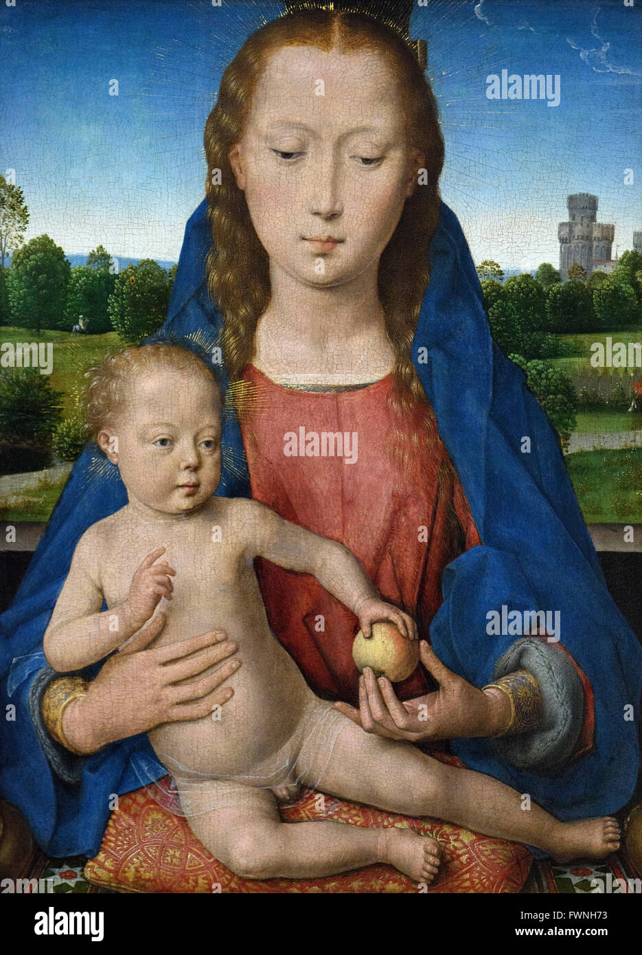 Hans Memling (ca.1440-1494), Marie et l'enfant - Triptyque Portinari (Panneau central), 1487. Banque D'Images