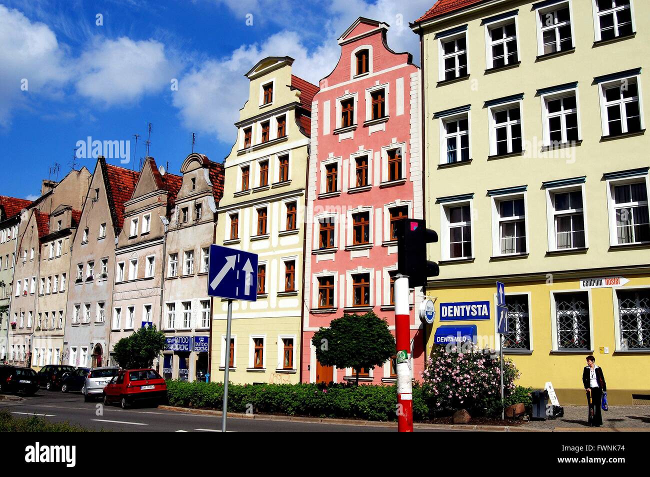 Wroclaw, Pologne : rangée de beaux maisons baroque du xviiie siècle sur la rue Grodzka Banque D'Images