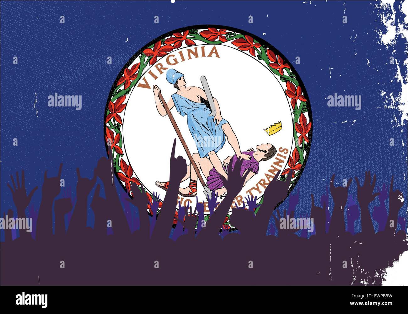 Public visé professionnels réaction avec Virginia State flag background Illustration de Vecteur