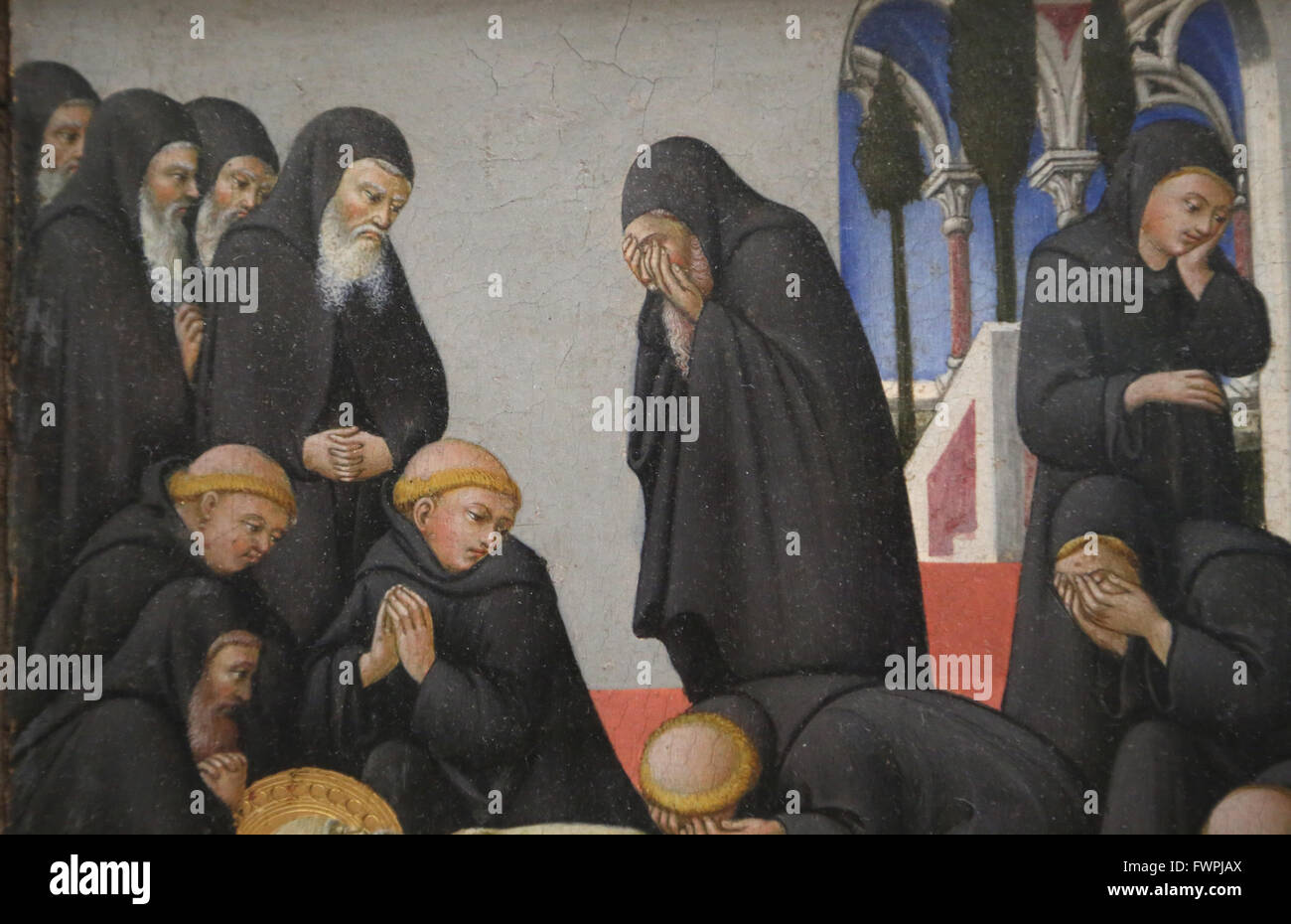Sano di Pietro (1406-1481). Peintre italien, Giovanni Segantini. Scènes de la vie de saint Jérôme, 1444. La mort de saint Jérôme. Banque D'Images