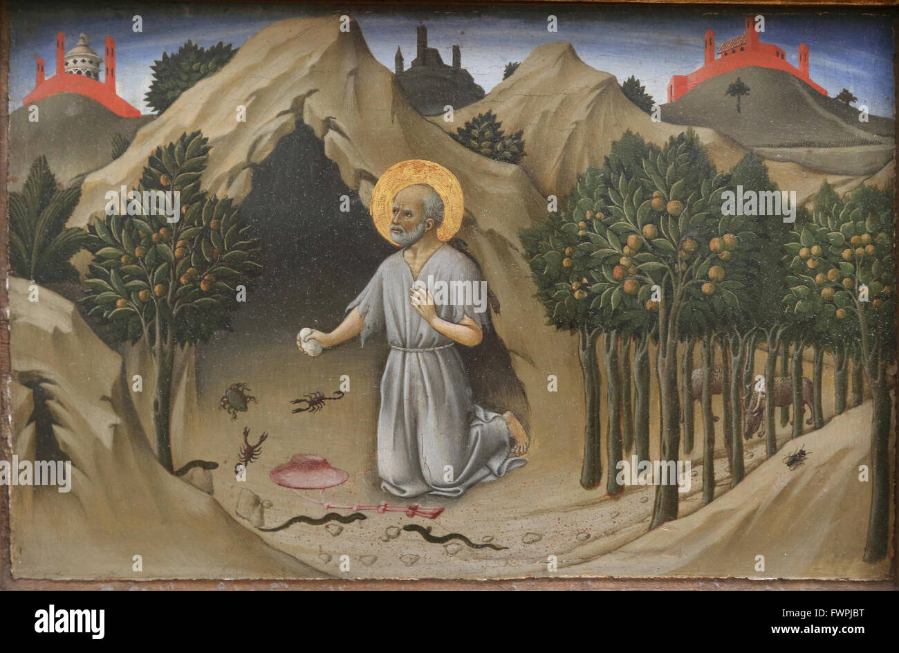 Sano di Pietro (1406-1481). Peintre italien, Giovanni Segantini. Scènes de la vie de saint Jérôme, 1444. Saint Jérôme dans la Pénitence. Banque D'Images