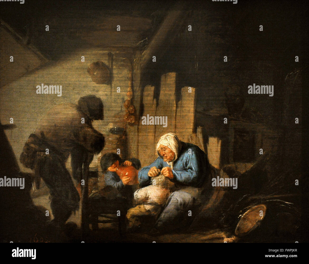 Adriaen van Ostade (1610-1685). Peintre hollandais. Sens de la vue, 1635. Serie cinq sens. Le Musée de l'Ermitage. Saint Petersburg. La Russie. Banque D'Images