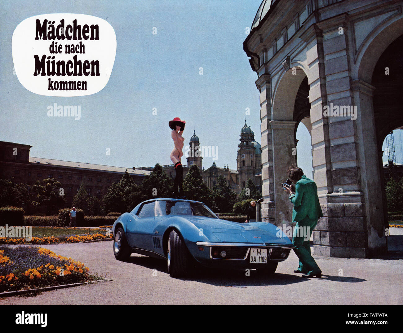 Mädchen, die nach München kommen, alias : Das geheime Sexleben Olympiastadt 1972 der, Deutschland, Regie : Walter Boos, Szenenfoto İhti̇sas lichtet : eine Corvette ab Banque D'Images