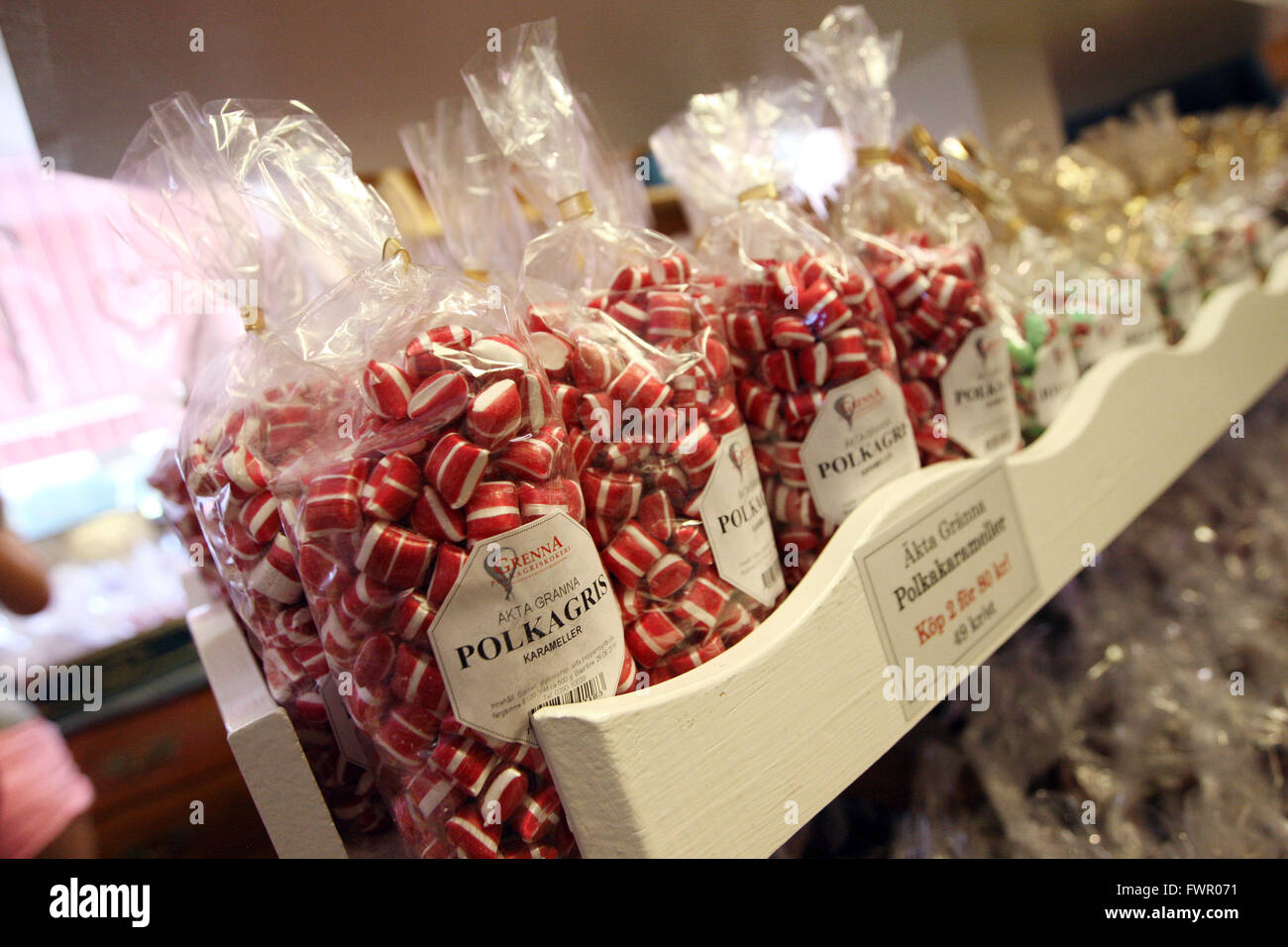 Dans Gränna Gränna polkagrisar, Suède le 22 juillet 2014. Banque D'Images