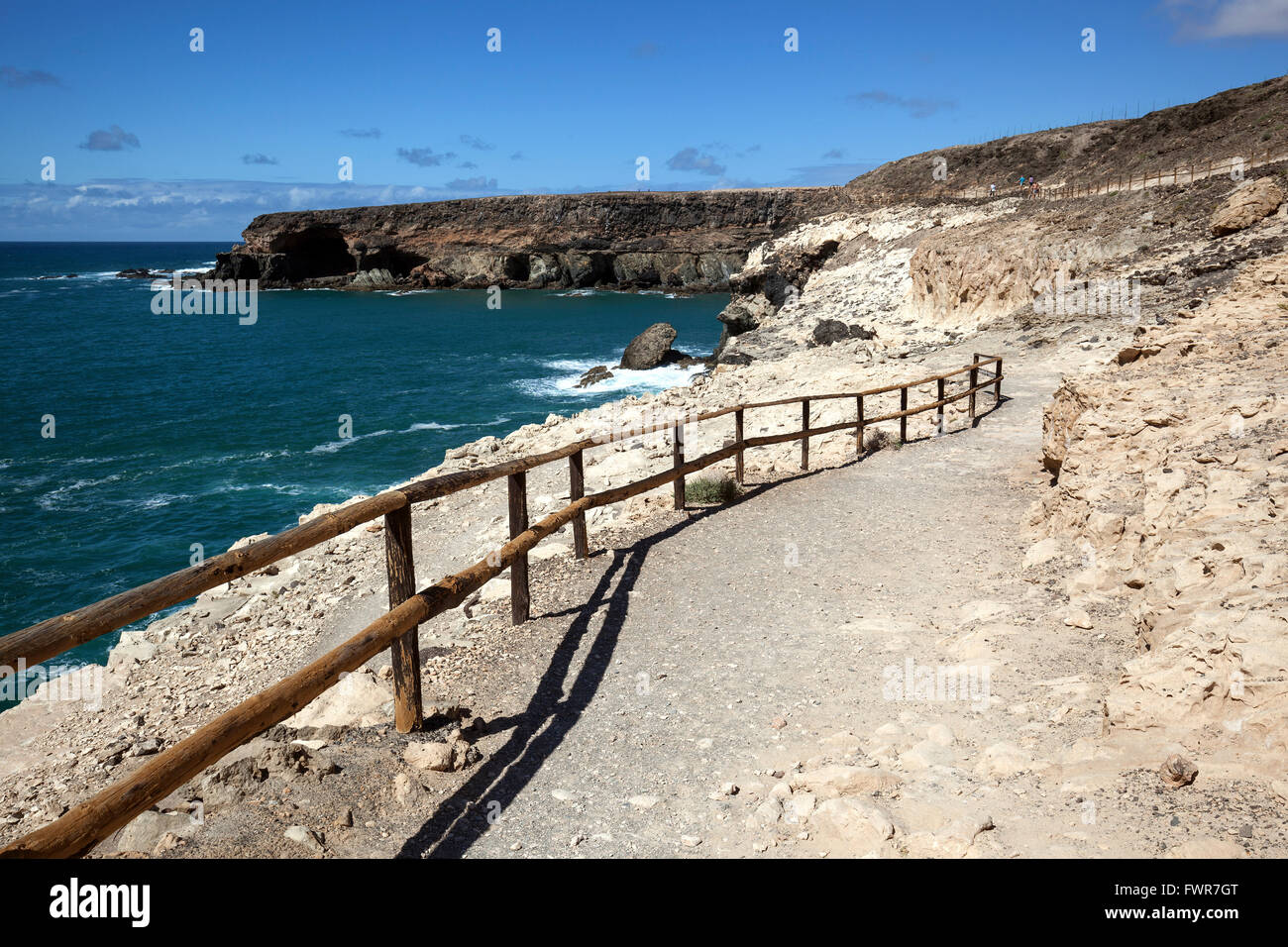 Chemin le long des falaises à Ajuy, dans l'arrière Caleta Negra, Furteventura, Îles Canaries, Espagne Banque D'Images