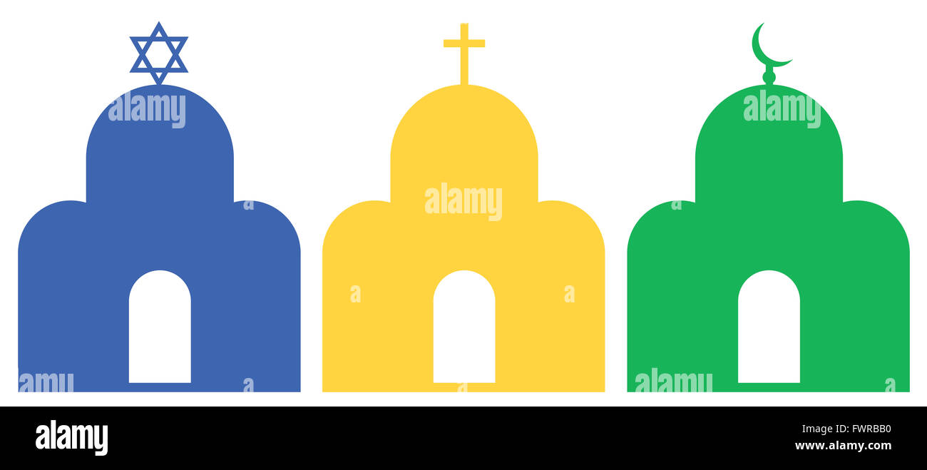 Image symbolique des trois religions monothéistes Banque D'Images