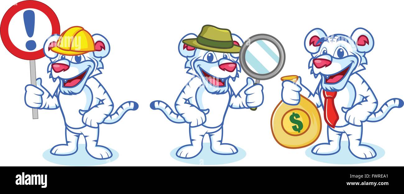 Mascotte Tigre blanc avec de l'argent Illustration de Vecteur