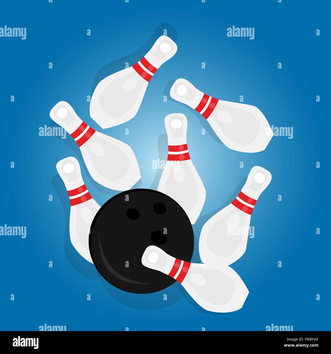 Boule de bowling Strike Sport hit pin illustration dessin d'objet Illustration de Vecteur