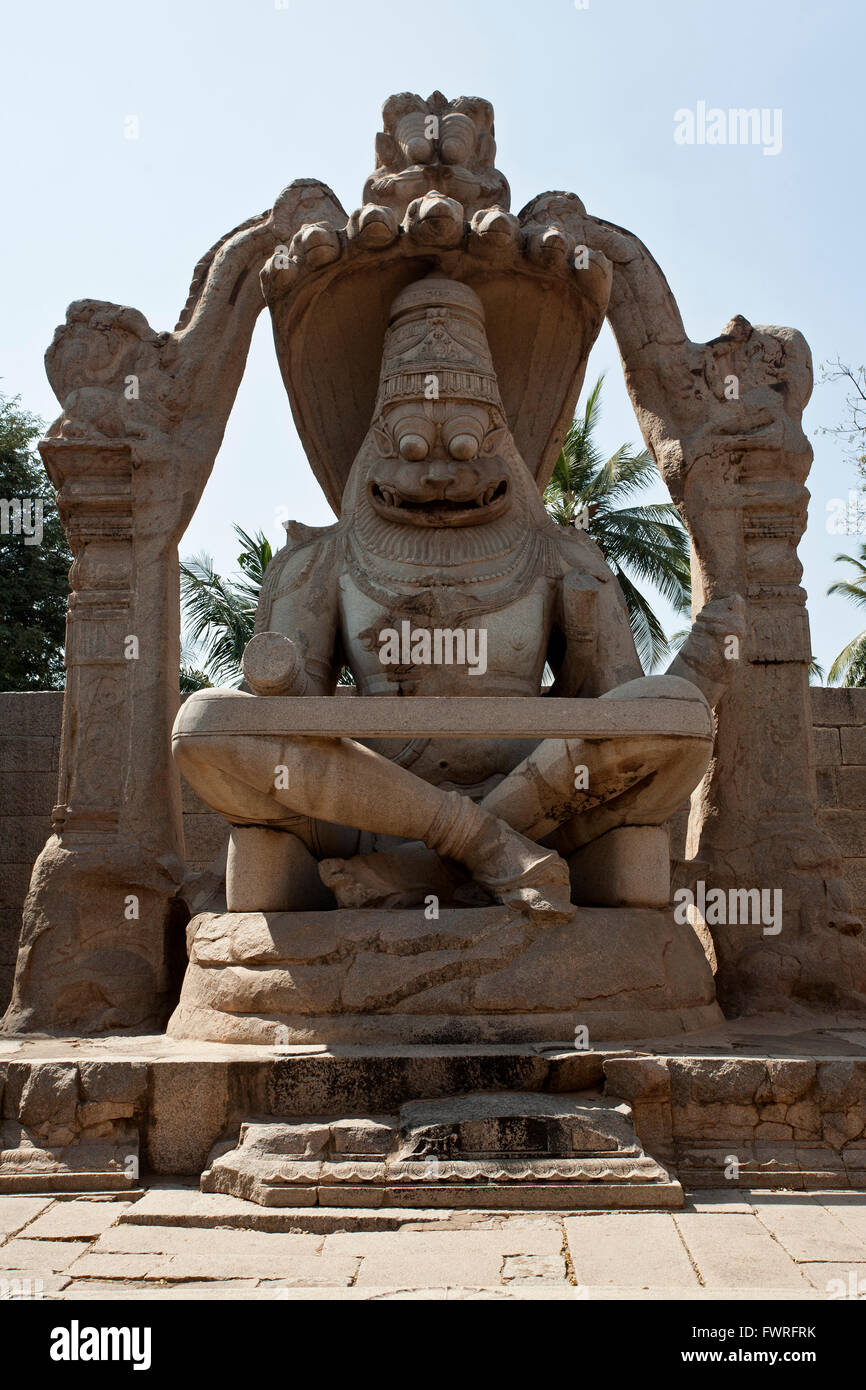 Lakshmi Narasimha statue. (Ugra Narasimha) Hampi. Karnataka. L'Inde Banque D'Images