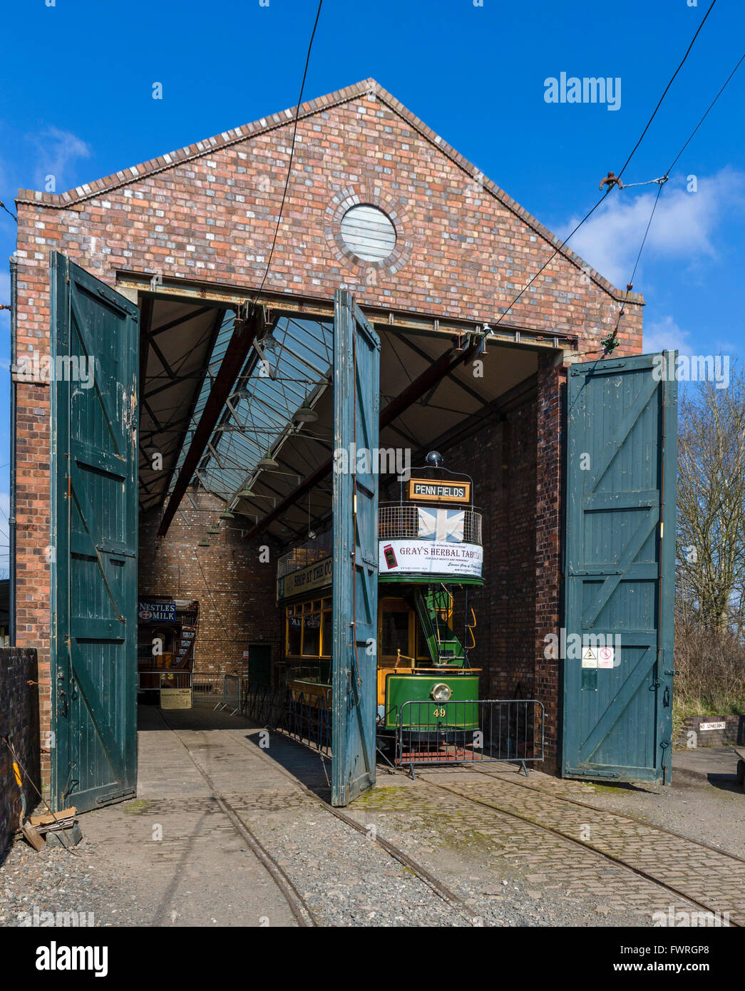 Wolverhampton Corporation Tramways topper ouvert n° 49, construit en 1909, dans le Black Country Living Museum, Dudley, West Midlands, Banque D'Images