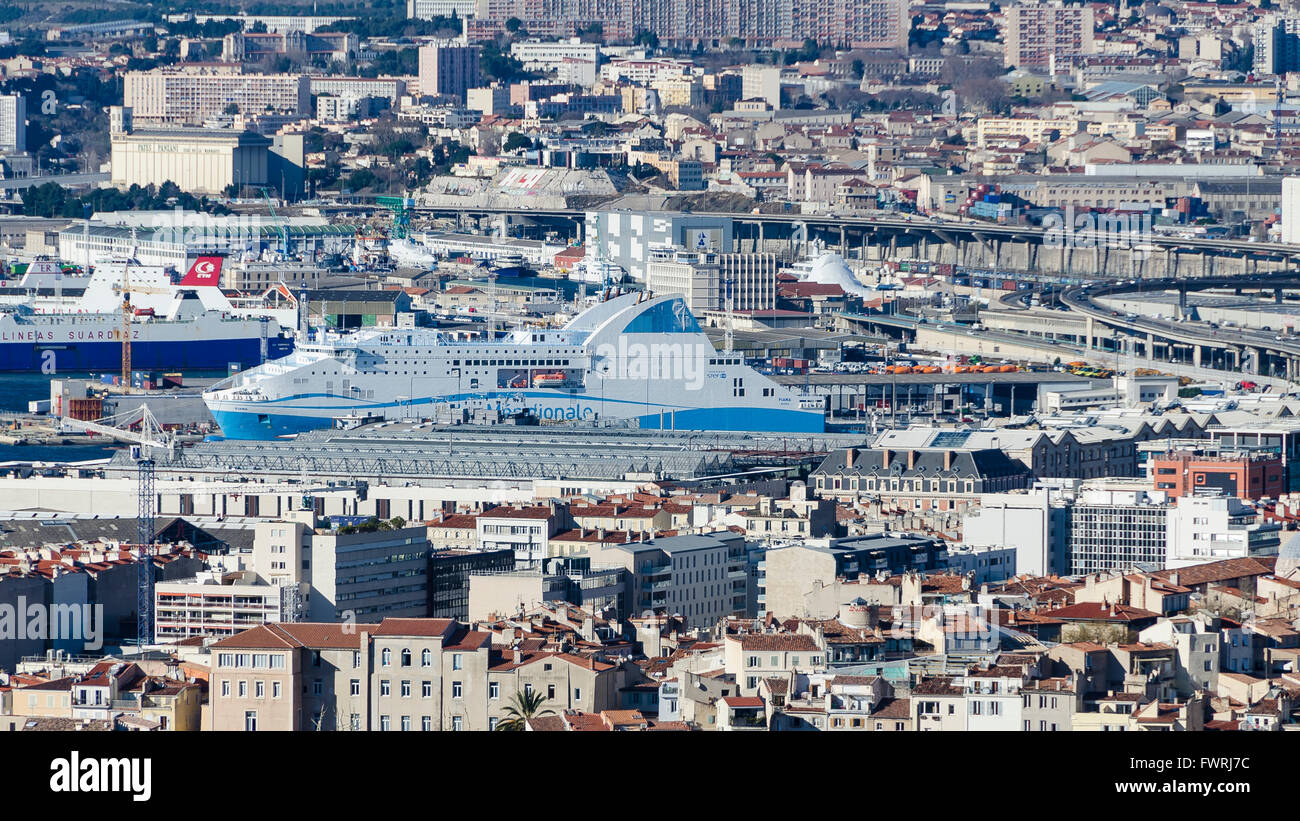 MARSEILLE, VUE PANORAMIQUE, BDR FRANCE 13 Banque D'Images