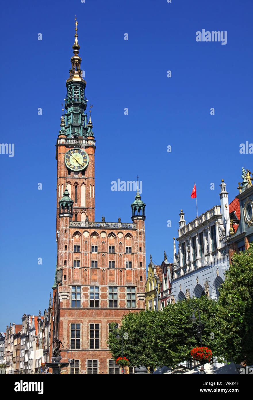 Bâtiment de l'Ancien hôtel de ville dans le centre de ville de Gdansk (Dantzig), Pologne Banque D'Images