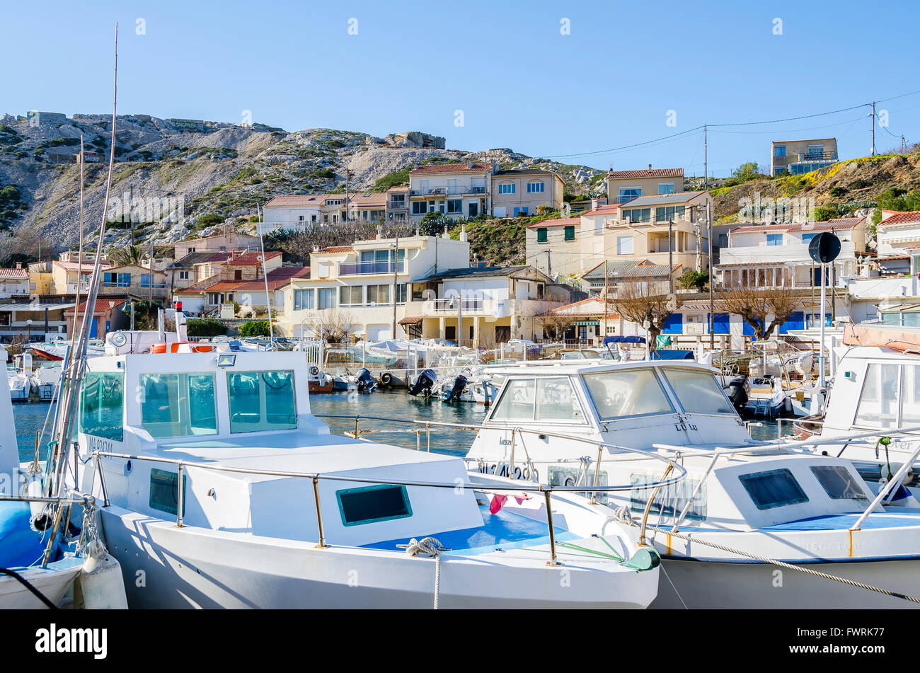 LE PORT DES GOUDES, MARSEILLE, BDR FRANCE 13 Banque D'Images