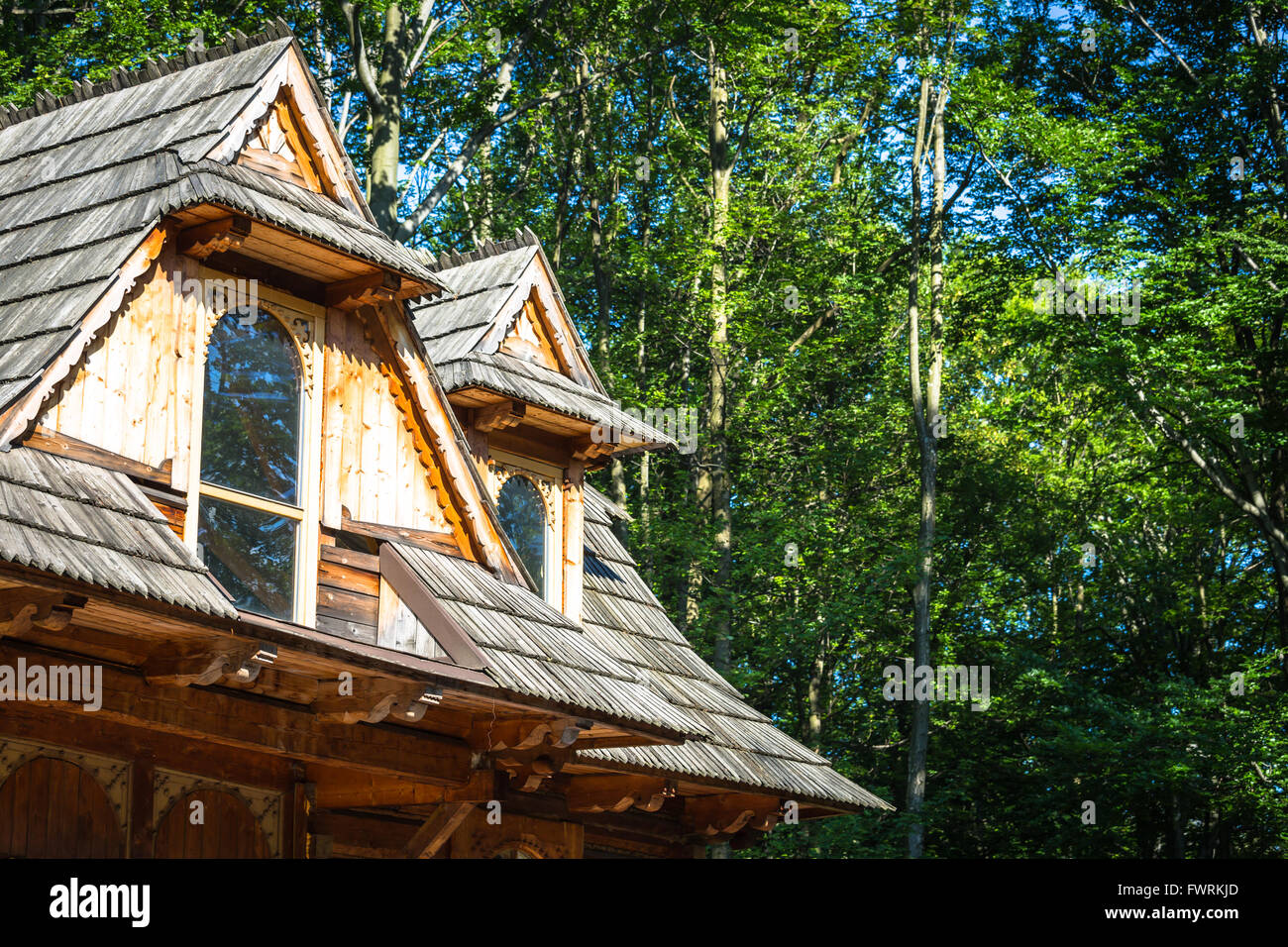 Cabane en bois traditionnels polonais de Gdynia, Pologne. Banque D'Images