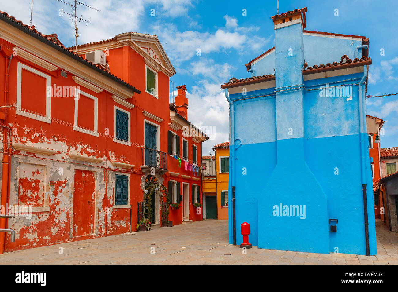Maisons colorées sur la Burano, Venise, Italie Banque D'Images