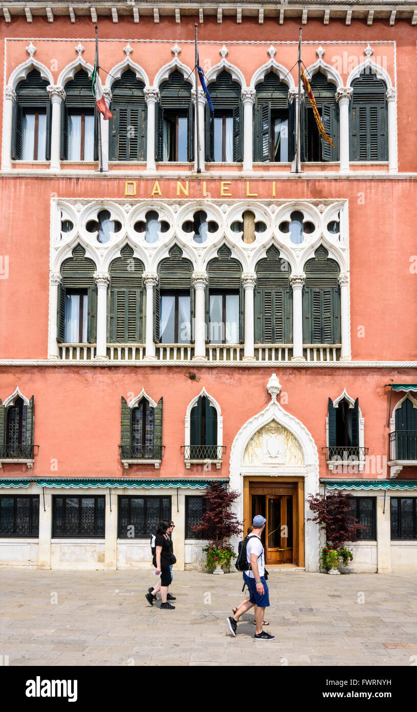 Façade de l'hôtel Danieli, Riva degli Schiavoni, San Marco, Venise, Italie Banque D'Images