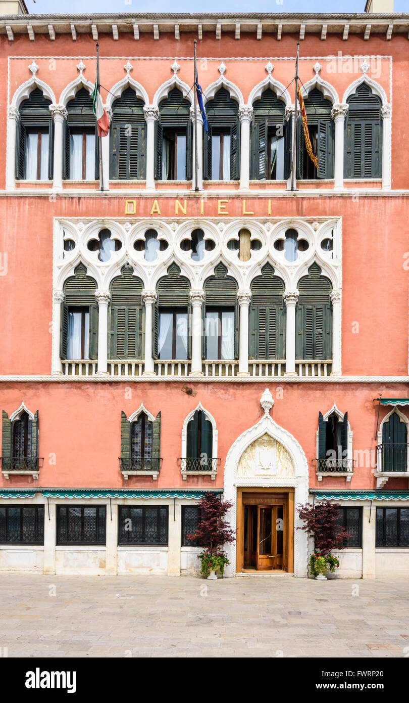 Façade de l'hôtel Danieli, Riva degli Schiavoni, San Marco, Venise, Italie Banque D'Images