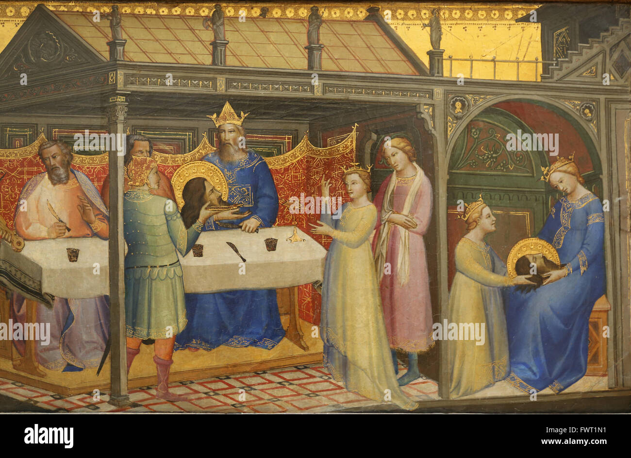 Lorenzo Monaco (1370-1425). Peintre italien de la fin de l'âge du début de la renaissance gothique. Fête d'Hérode, Salomé avec la tête de Jean-Baptiste Banque D'Images