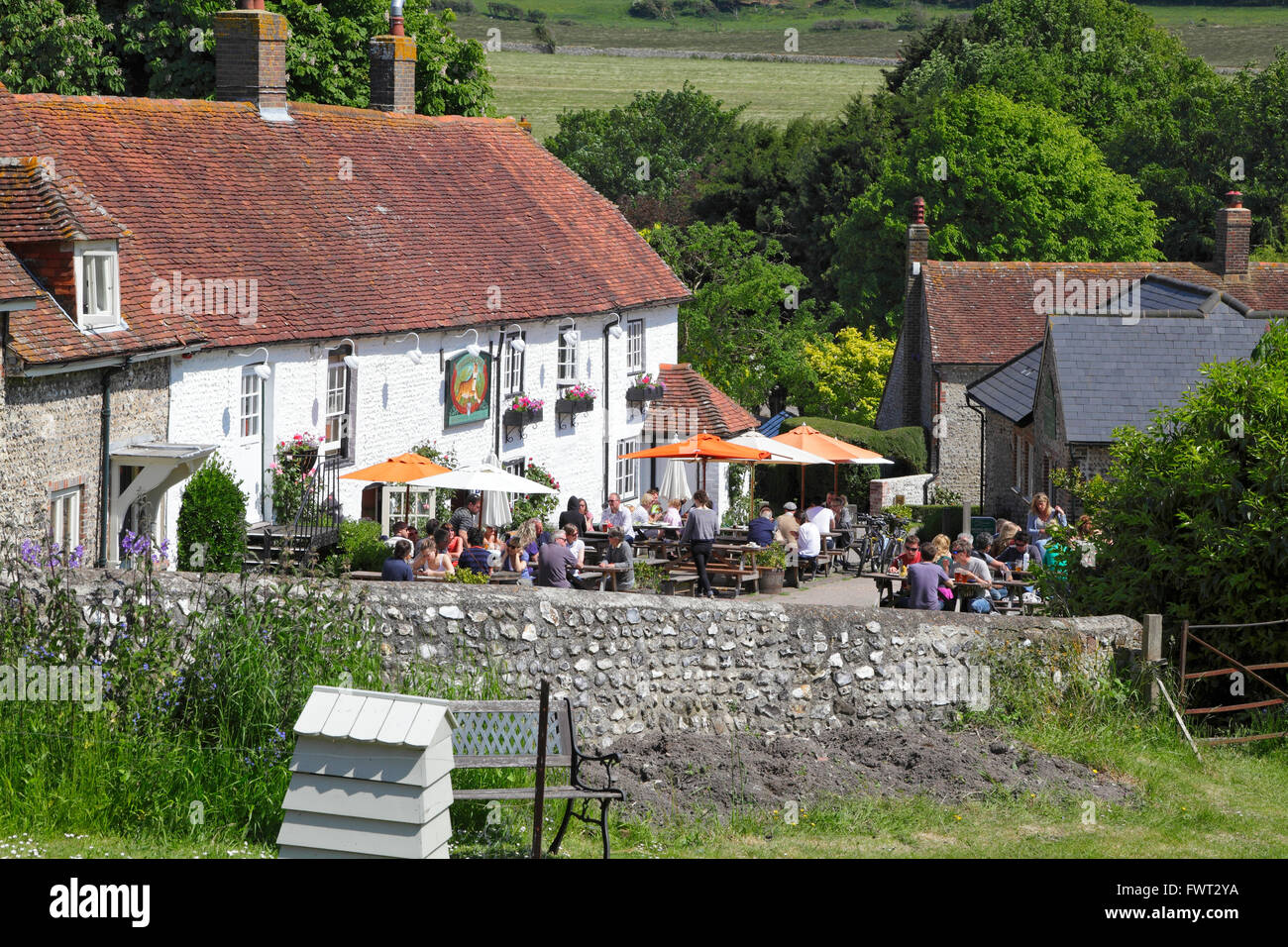 La pittoresque Tiger Inn, East Dean, un pays rural pub village niché dans les South Downs, East Sussex, Angleterre, Grande-Bretagne, Royaume-Uni Banque D'Images