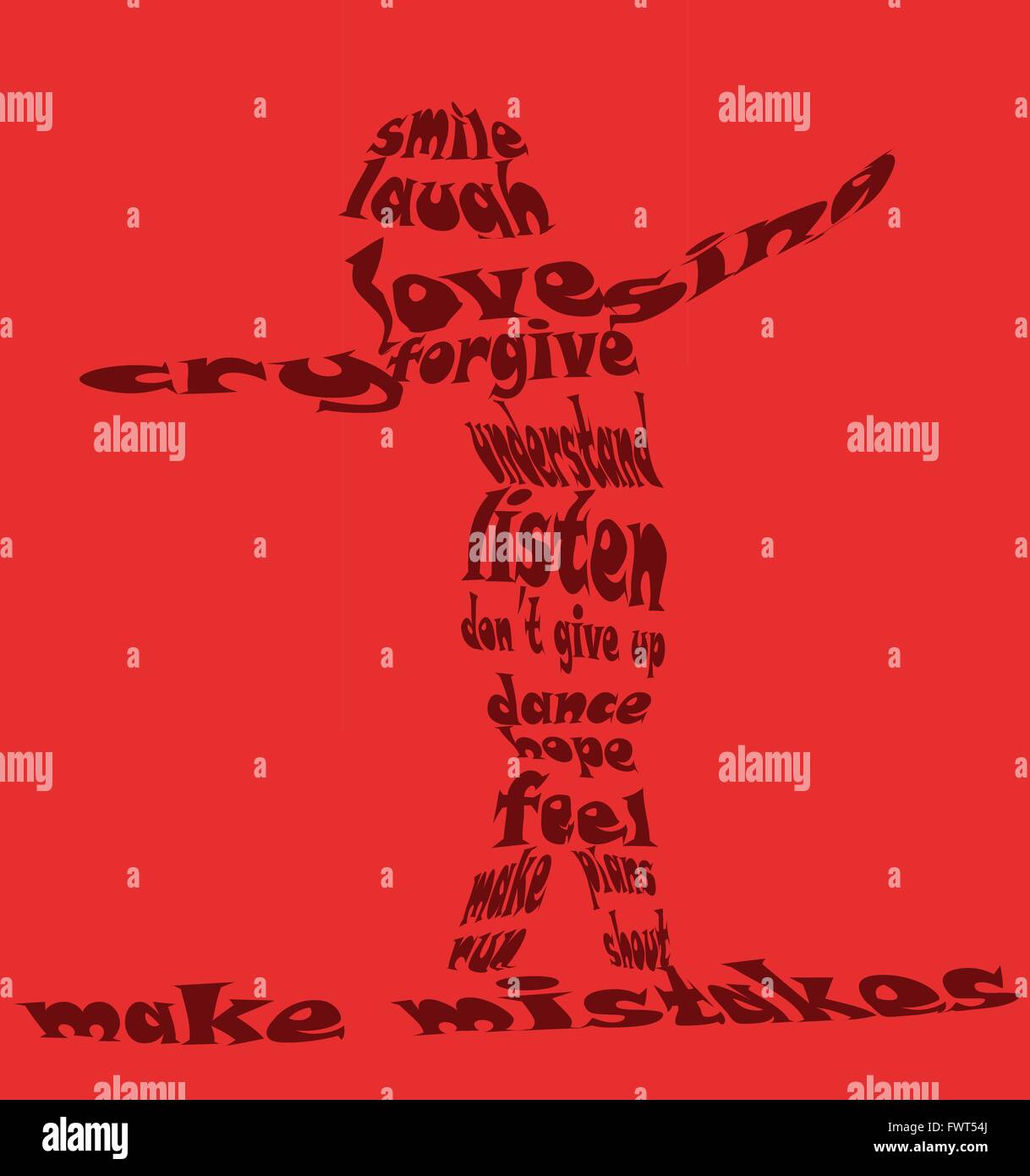 Une silhouette avec des armes légères et de propagation de la pensée positive conseils Illustration de Vecteur