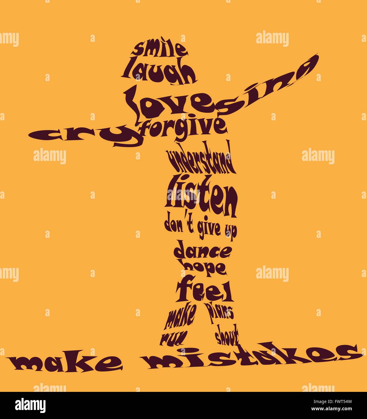 Une silhouette avec des armes légères et de propagation de la pensée positive conseils Illustration de Vecteur