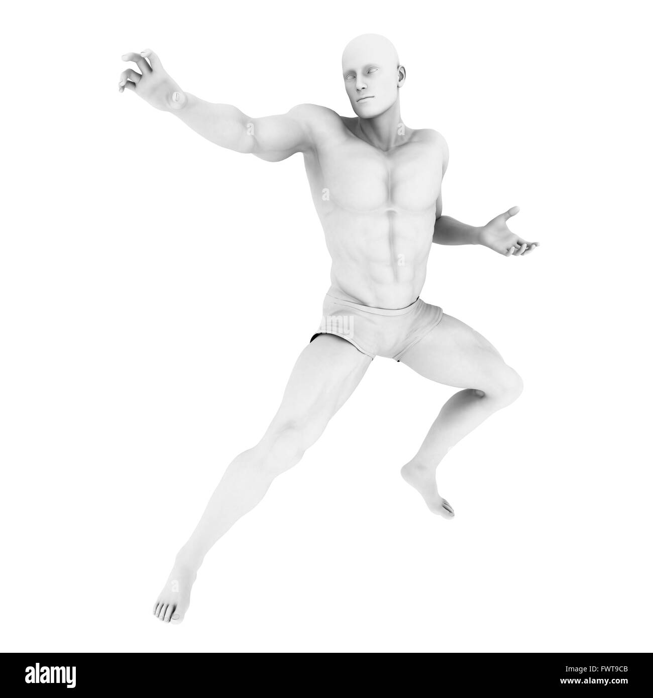 Super Héros posent avec un homme dans le rendu 3d illustration Banque D'Images