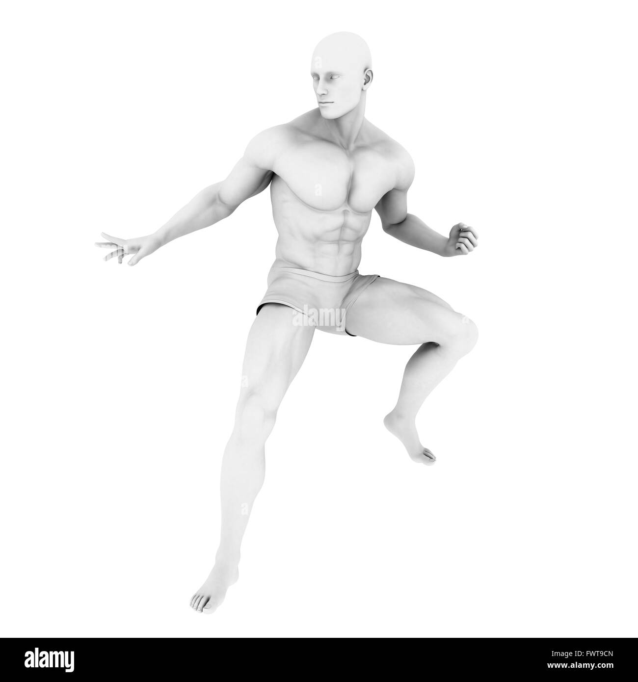 Super Héros posent avec un homme dans le rendu 3d illustration Banque D'Images