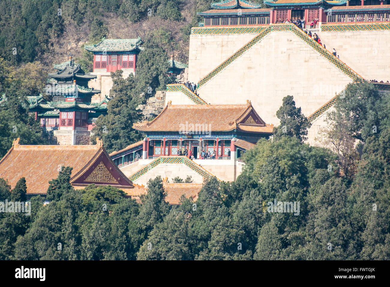 Bâtiments historiques sur la montagne du Palais d'été, Pékin, Chine Banque D'Images