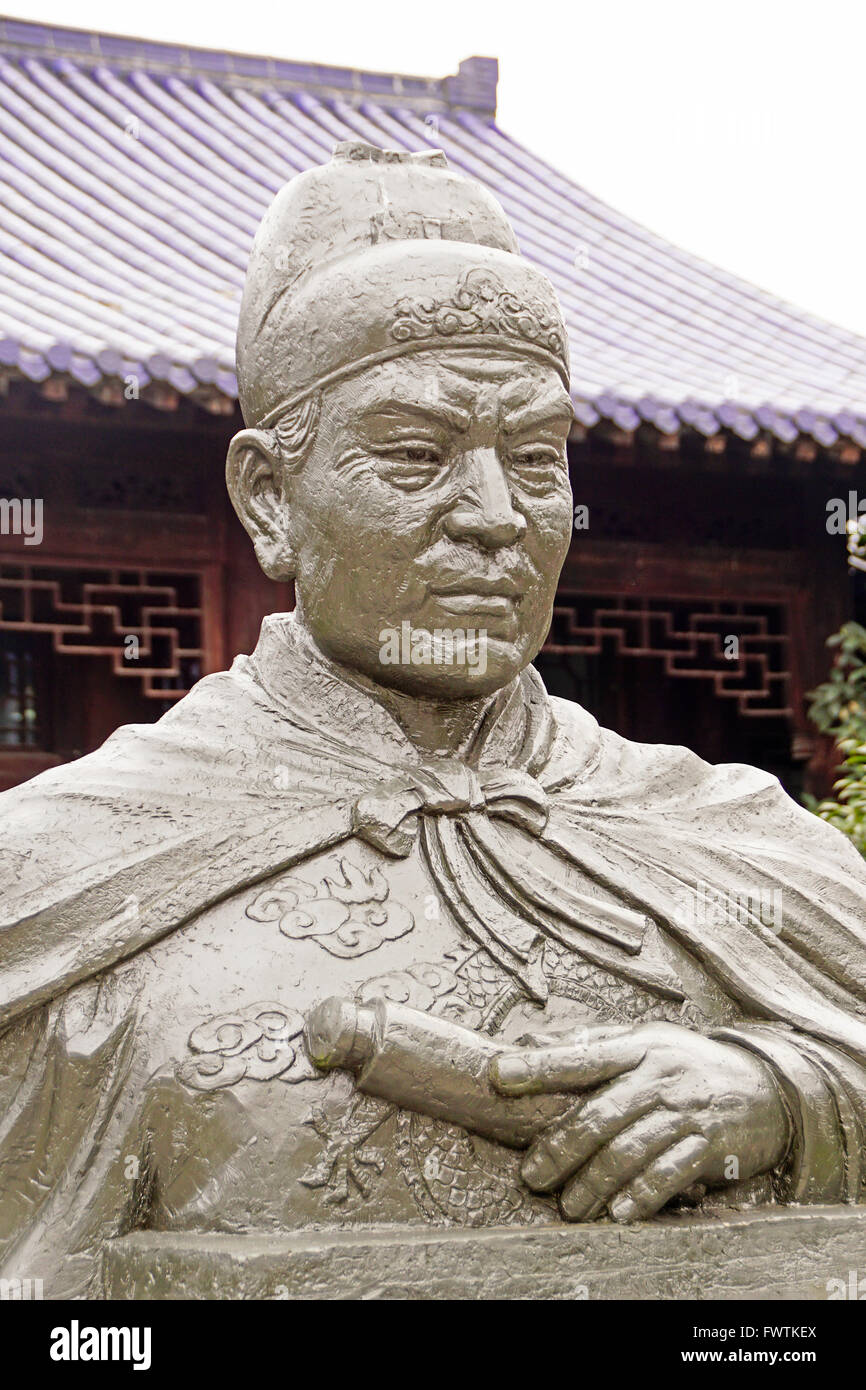 Statue de l'amiral Zheng He à sa tombe au Parc Culturel de la montagne de Niushou près de Nanjing. Banque D'Images