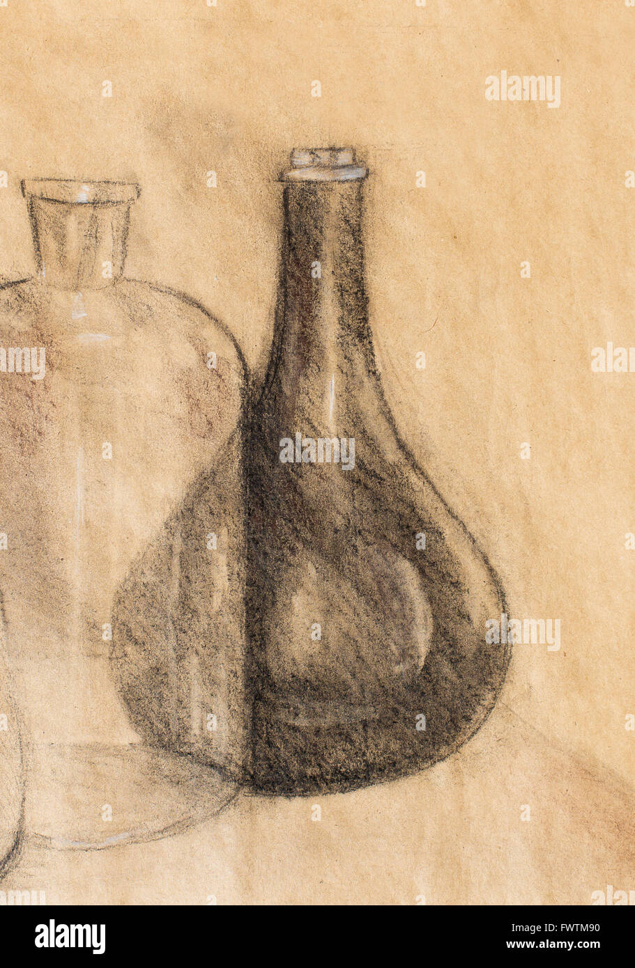 Carafe de dessin sur vigne. Original de la dessiner. Banque D'Images