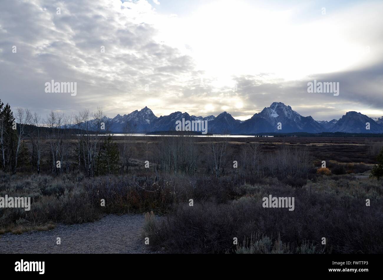 Une vue sur le Grand Teton Mountains près de Jackson, Wyoming, USA Banque D'Images