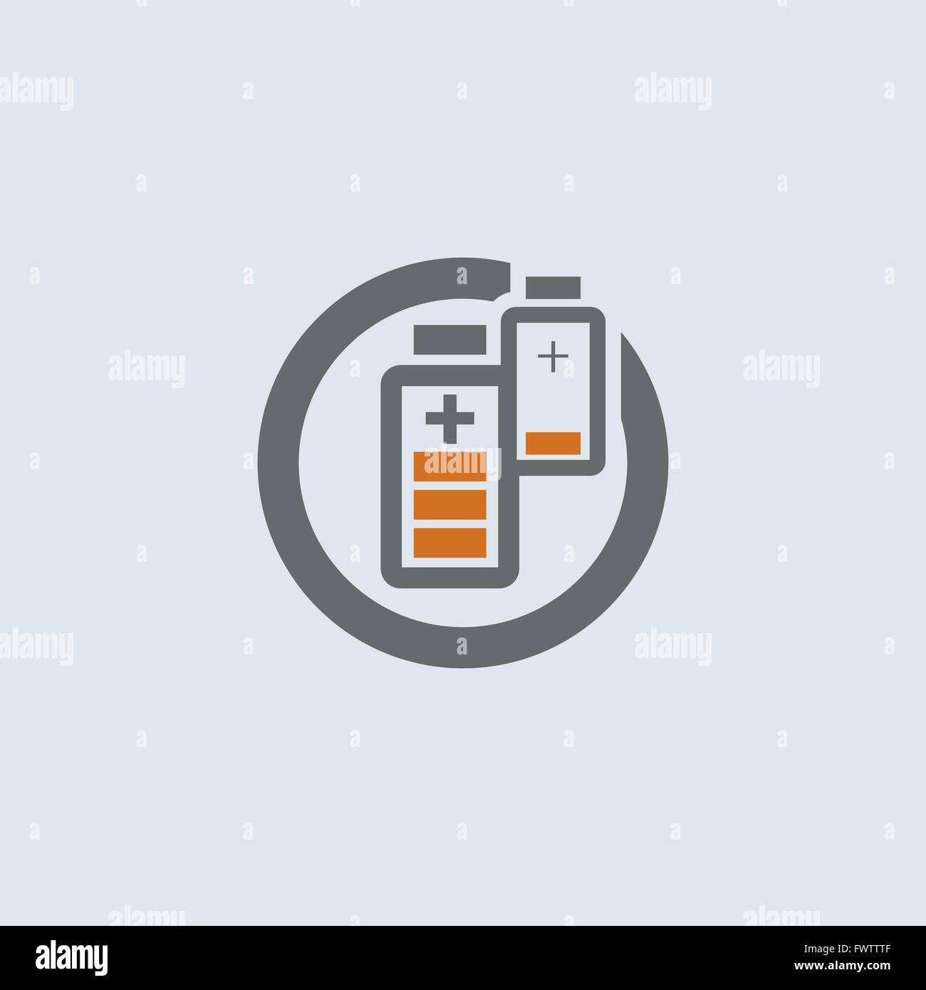 Orange-gris deux batteries à faible et haute charge round icône web Illustration de Vecteur