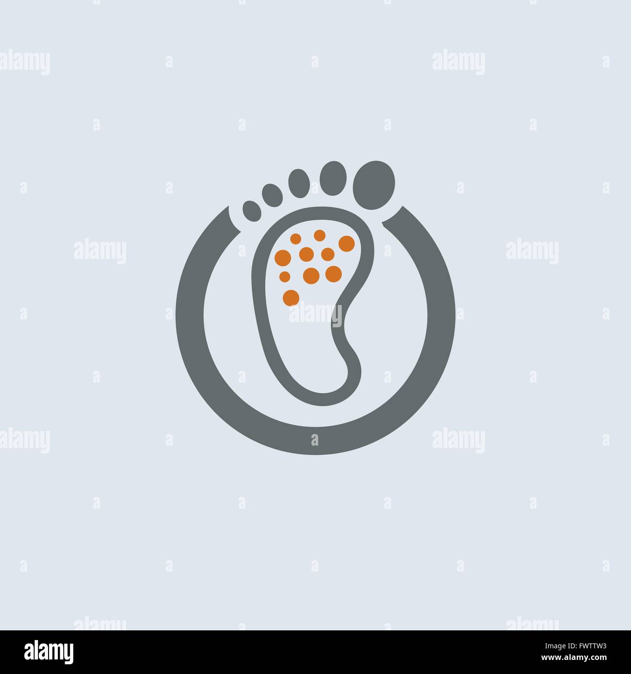 Pied gris-orange avec la peau qui démange éruption icône web ronde Illustration de Vecteur