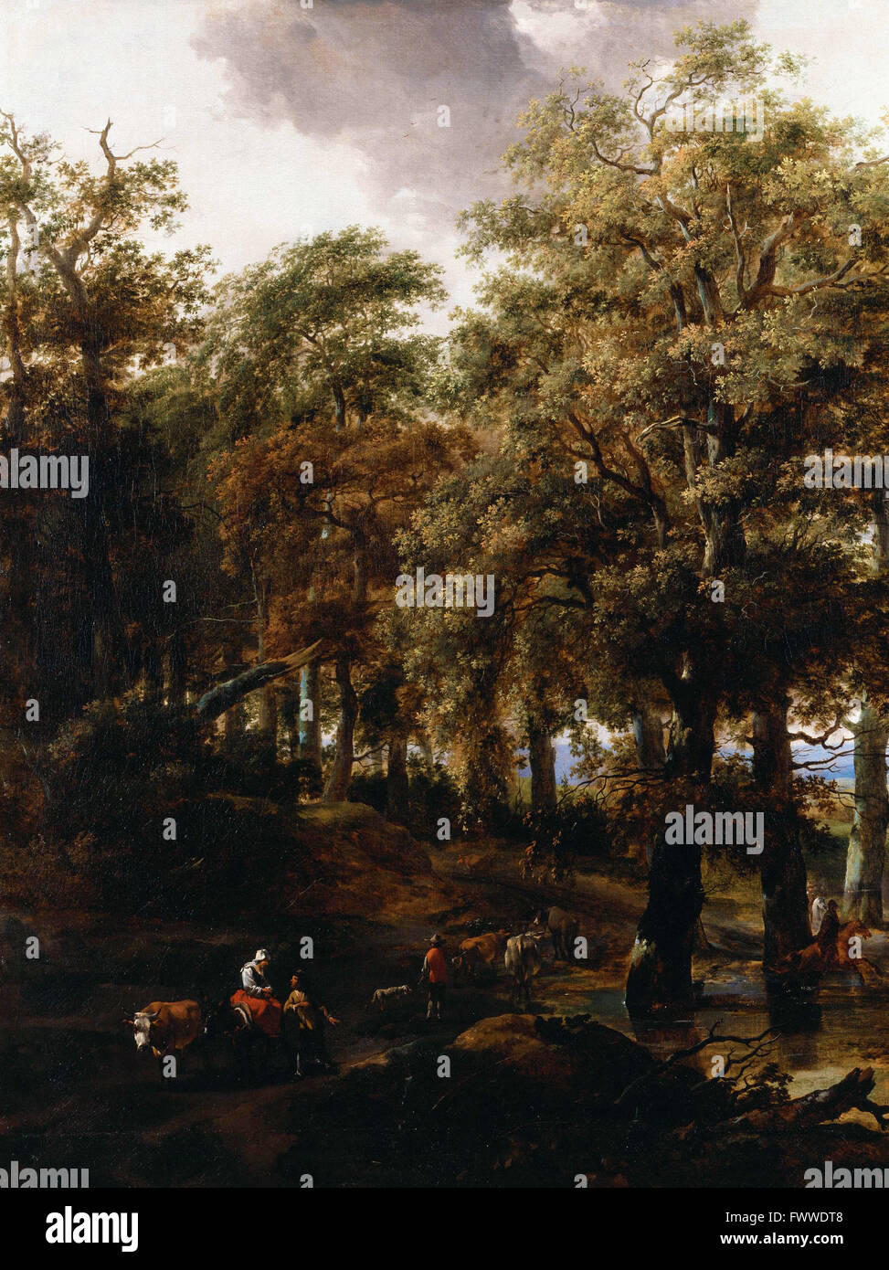 Berchem, Nicolaes Pietersz - une route à travers un bois Banque D'Images