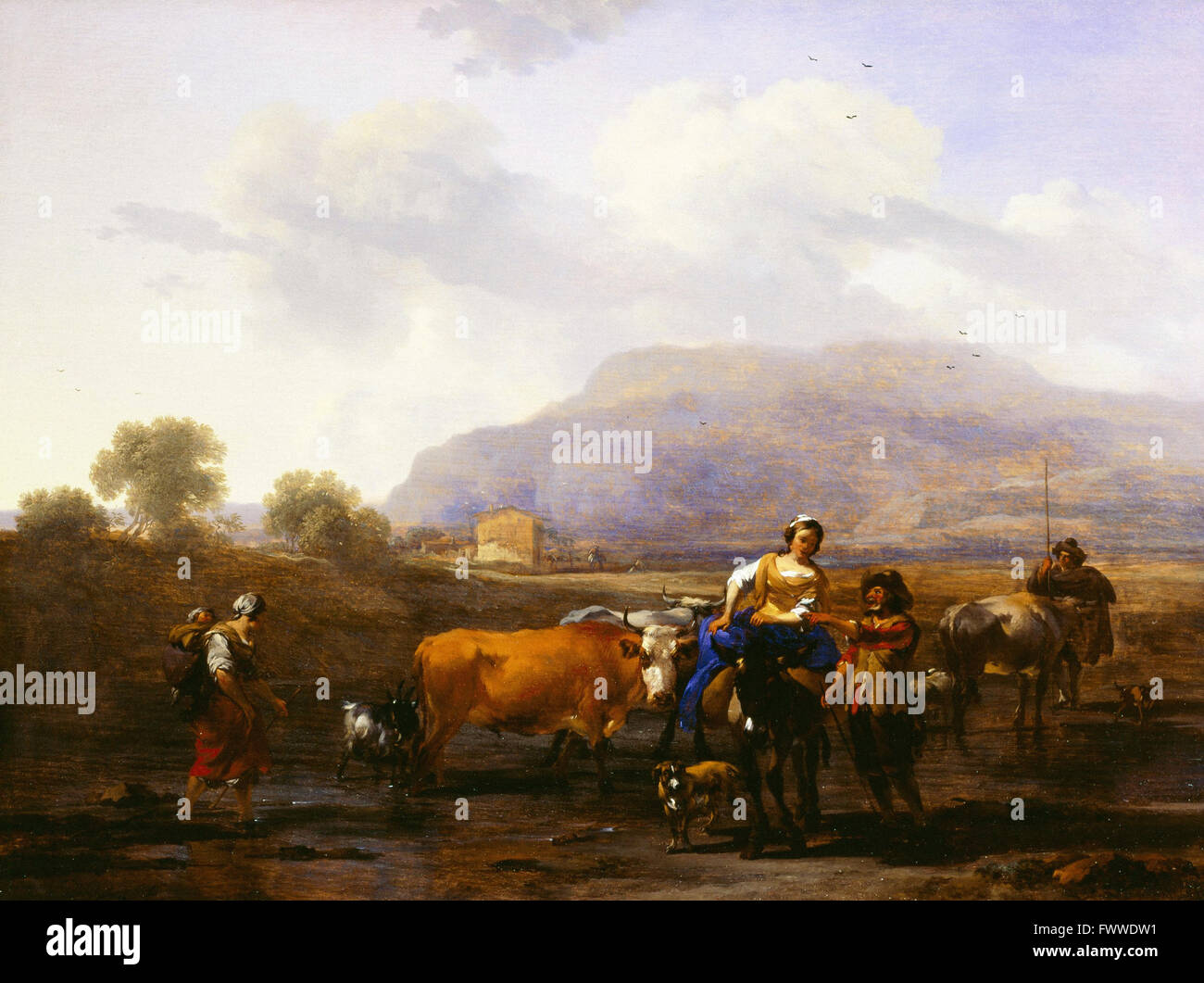Berchem, Nicolaes Pietersz - Voyager paysans (Le Soir)y Banque D'Images