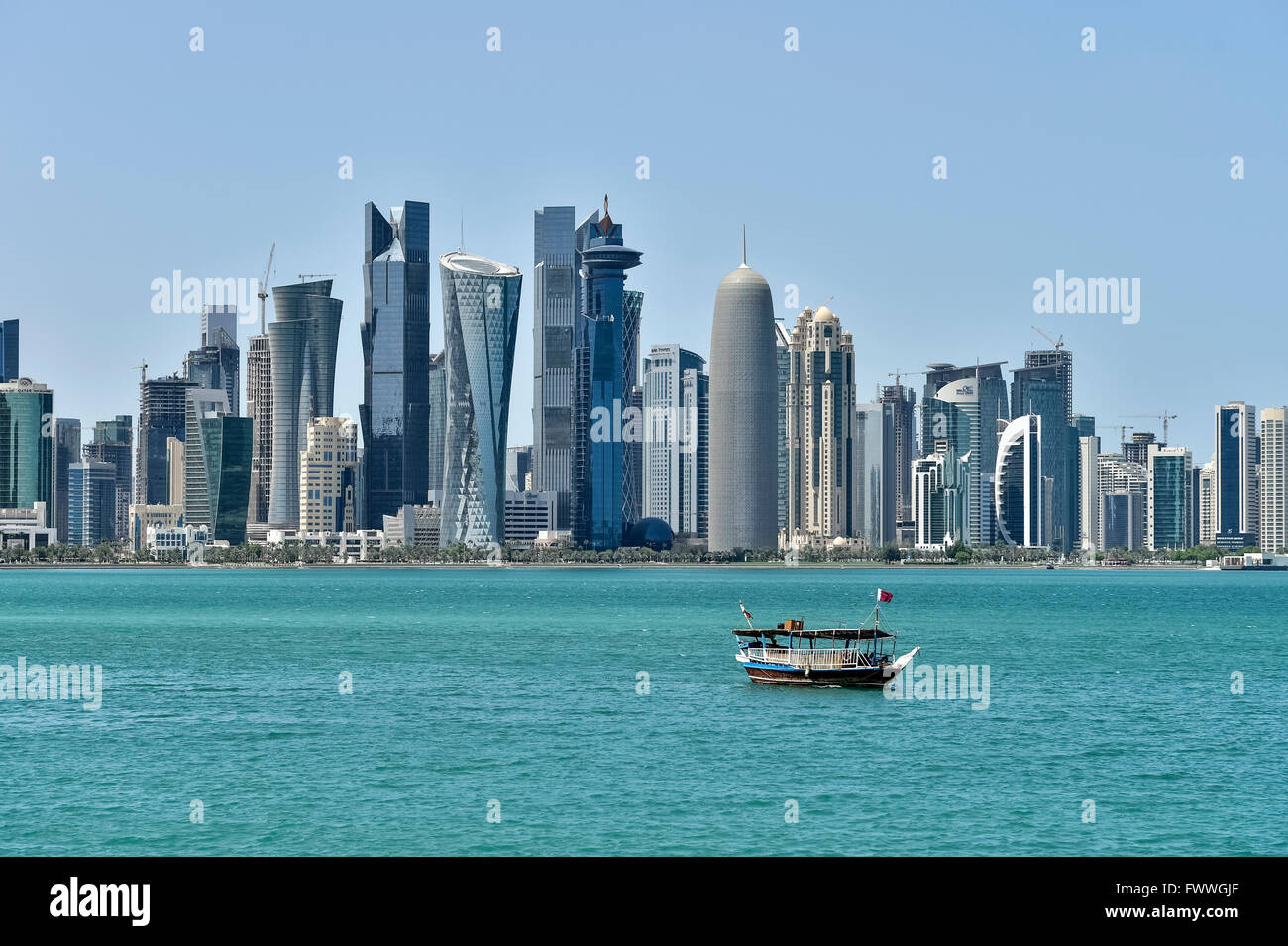 Toits de gratte-ciel, Doha, Qatar Banque D'Images