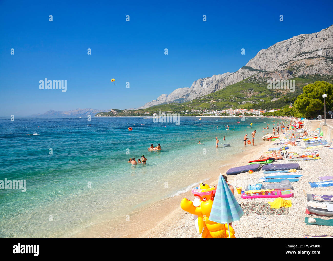 Plage de Makarska Riviera, Tucepi - Croatie Banque D'Images