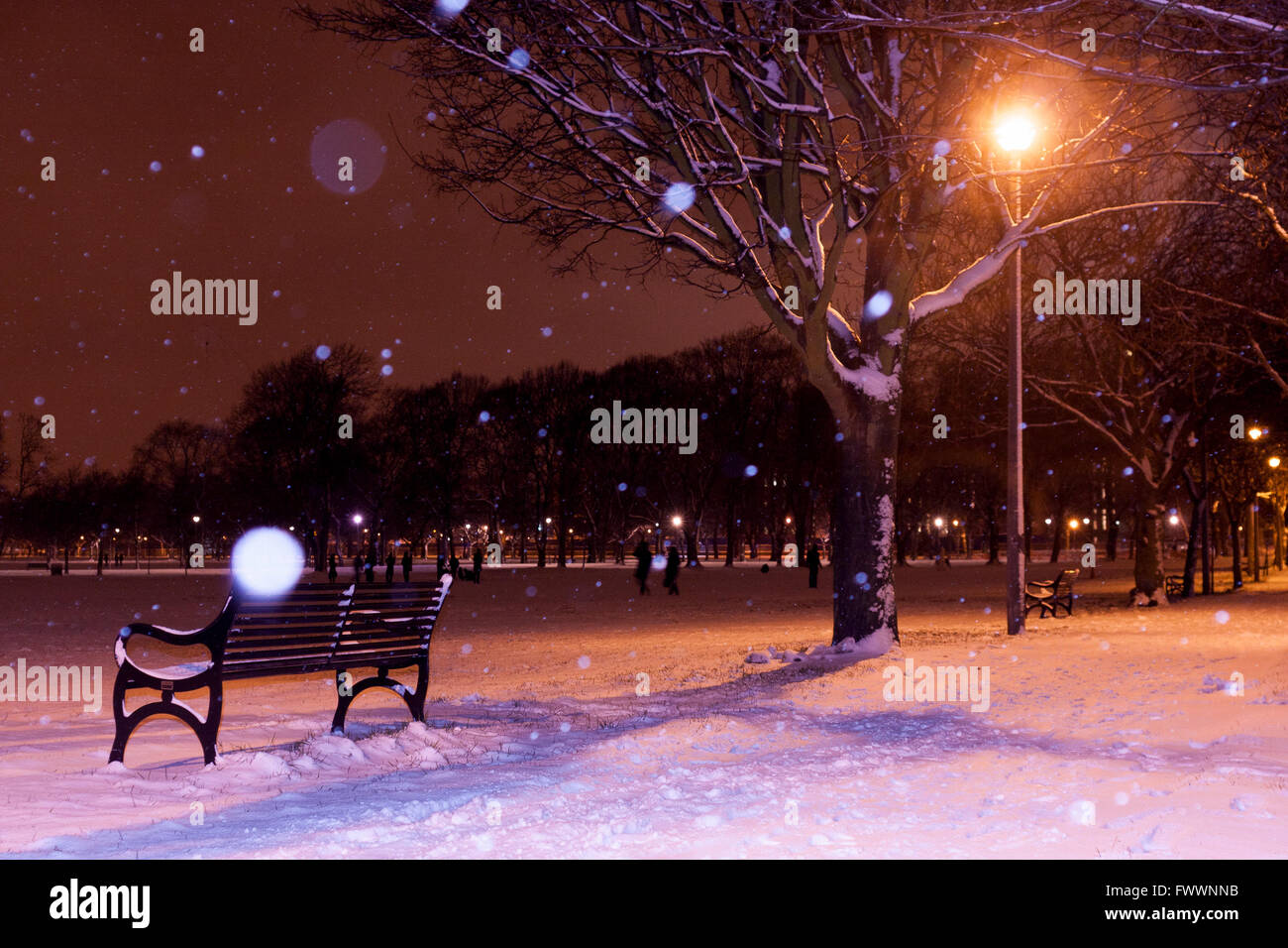 Un banc de neige couverts à Edimbourg Meadows Photos par Pako Mera Banque D'Images