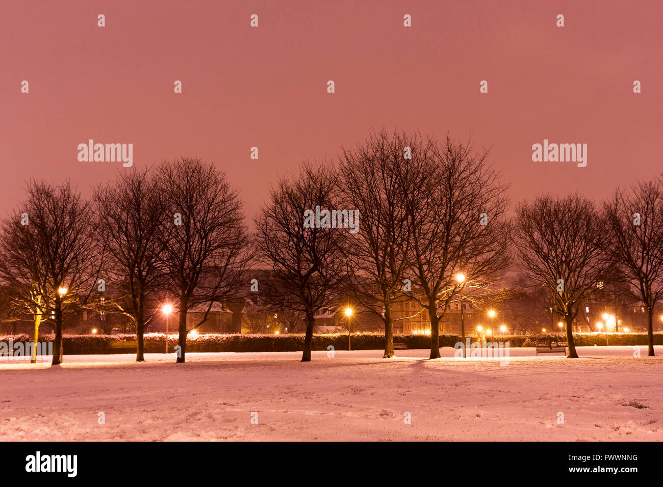 Une vue générale de l'Edimbourg Meadows park couvert de neige. Photos par Pako Mera Banque D'Images