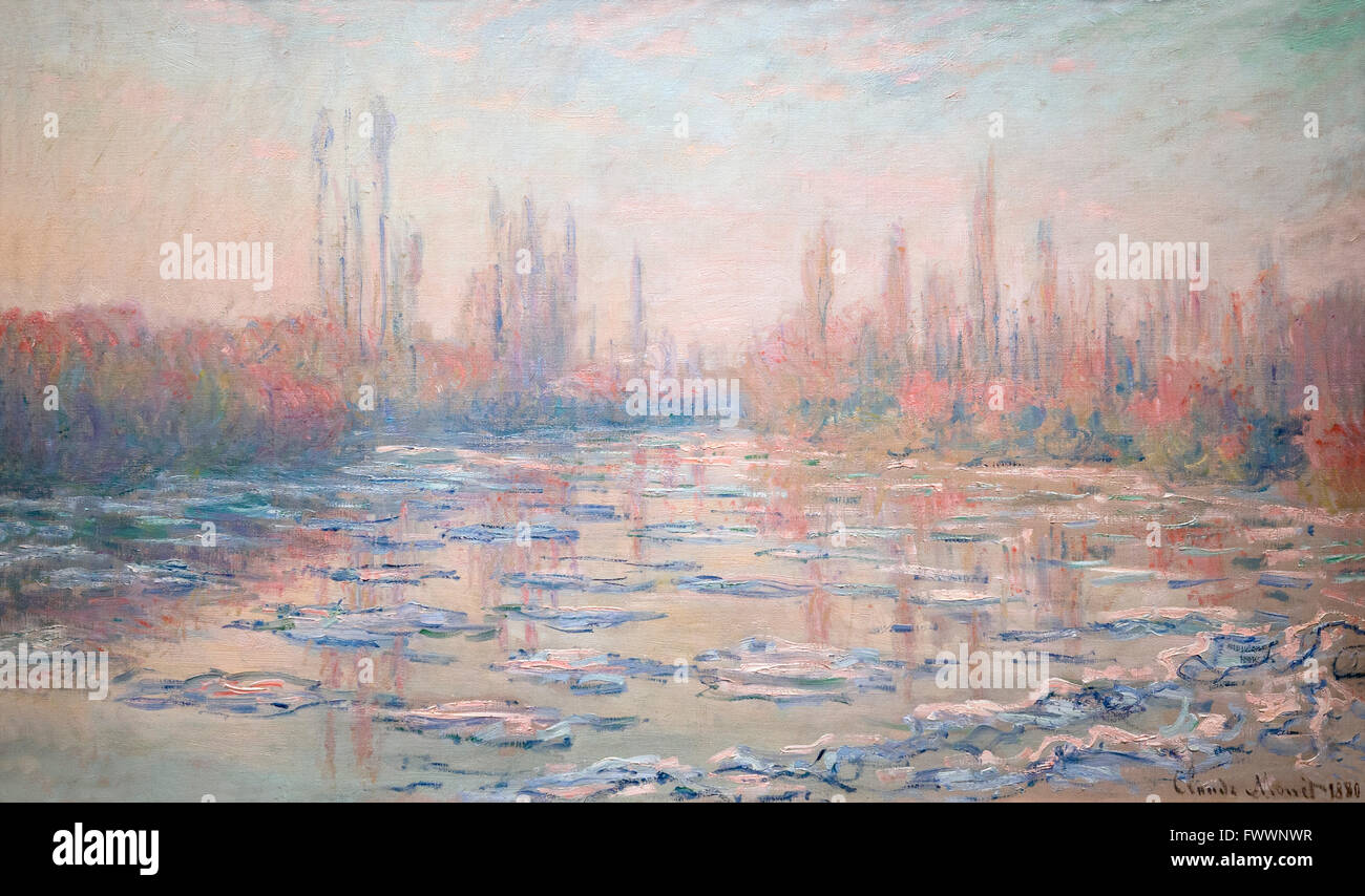 Des blocs de glace sur la Seine, des glacons, débâcle sur la Seine, Claude Monet, 1880, Musée d'Orsay Paris France Europe Banque D'Images