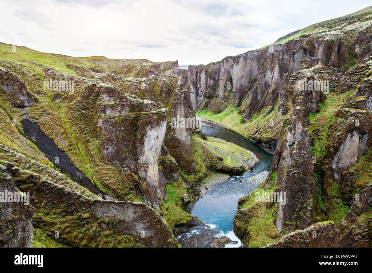 Fjadrargljufur canyon, nature de l'Islande, beau paysage Banque D'Images