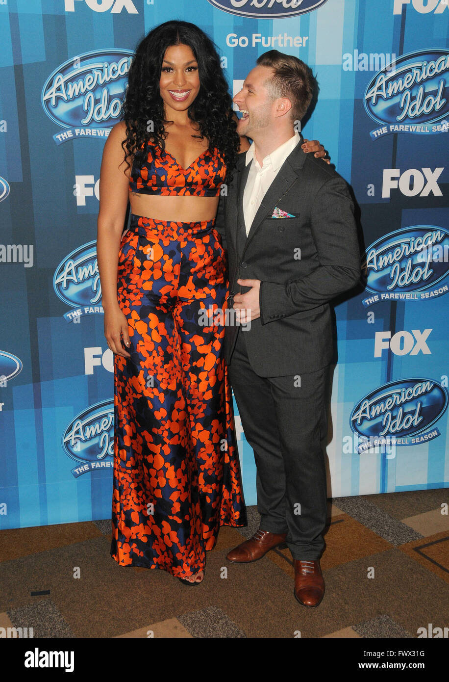 Hollywood, CA, USA. Apr 7, 2016. Jordin Sparks, Blake Lewis. Pour des arrivées du renard ''American Idol'' finale pour la saison d'Adieu tenue à l'Kodak Theater. Crédit photo : Birdie Thompson/AdMedia Crédit : Birdie Thompson/AdMedia/ZUMA/Alamy Fil Live News Banque D'Images