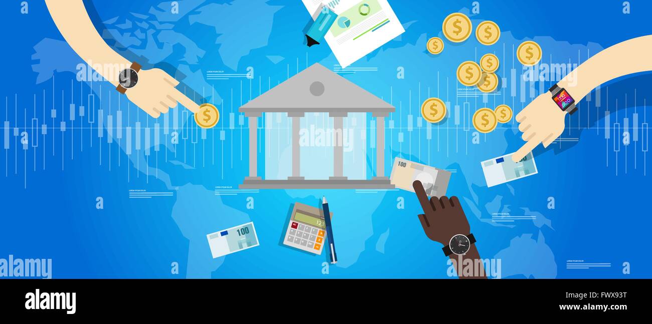 Banque centrale internationale de l'industrie financière du marché bancaire Illustration de Vecteur