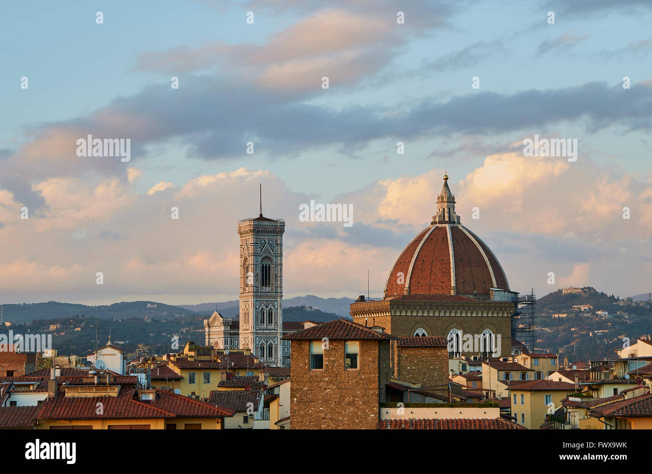 La ville de Florence avec le Duomo et le campanile de Giotto. Banque D'Images